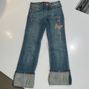 Capri blue jeans with jewel detailing